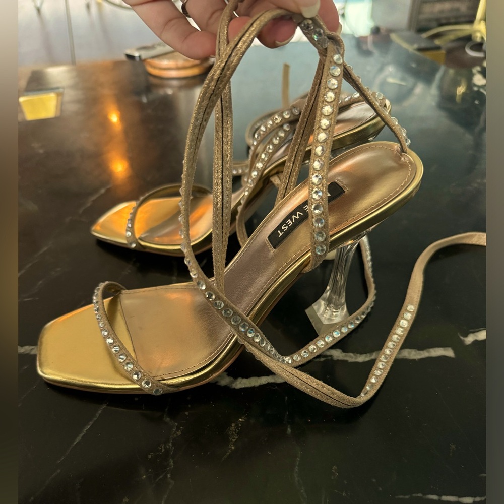 Nine West Rhinestone Clear Holiday Heels